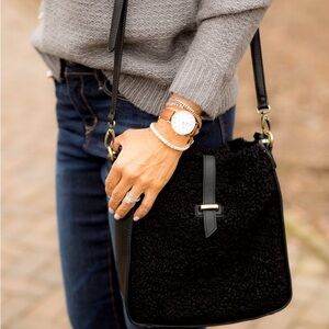 Sole Society Black Shearling Crossbody Bag-NWT
